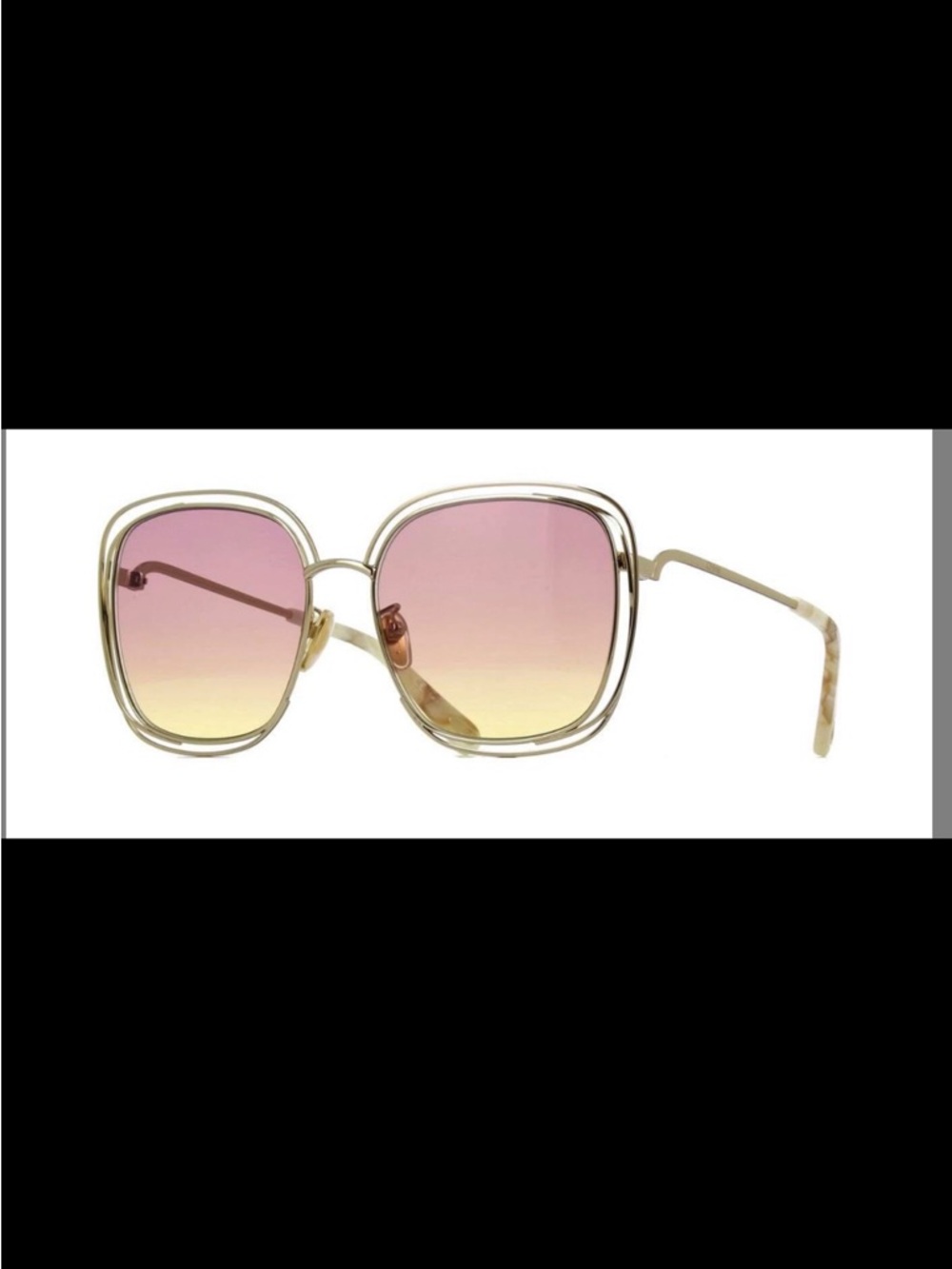 Chloe CH0077SK Gold-Frame Sunglasses with Pink-to-Yellow Gradient Lenses